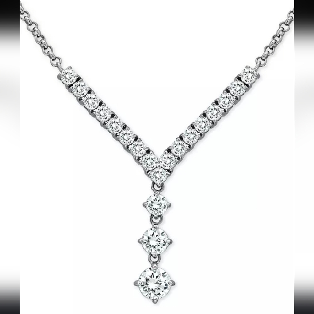 Y necklace cubic zirconia in sterling silver